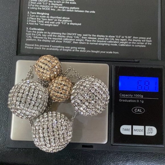 SWAROVSKI Signed Ladies PIN-UP Crystal Rhinestone Silver Gold Balls 30” Necklace - Picture 7 of 15